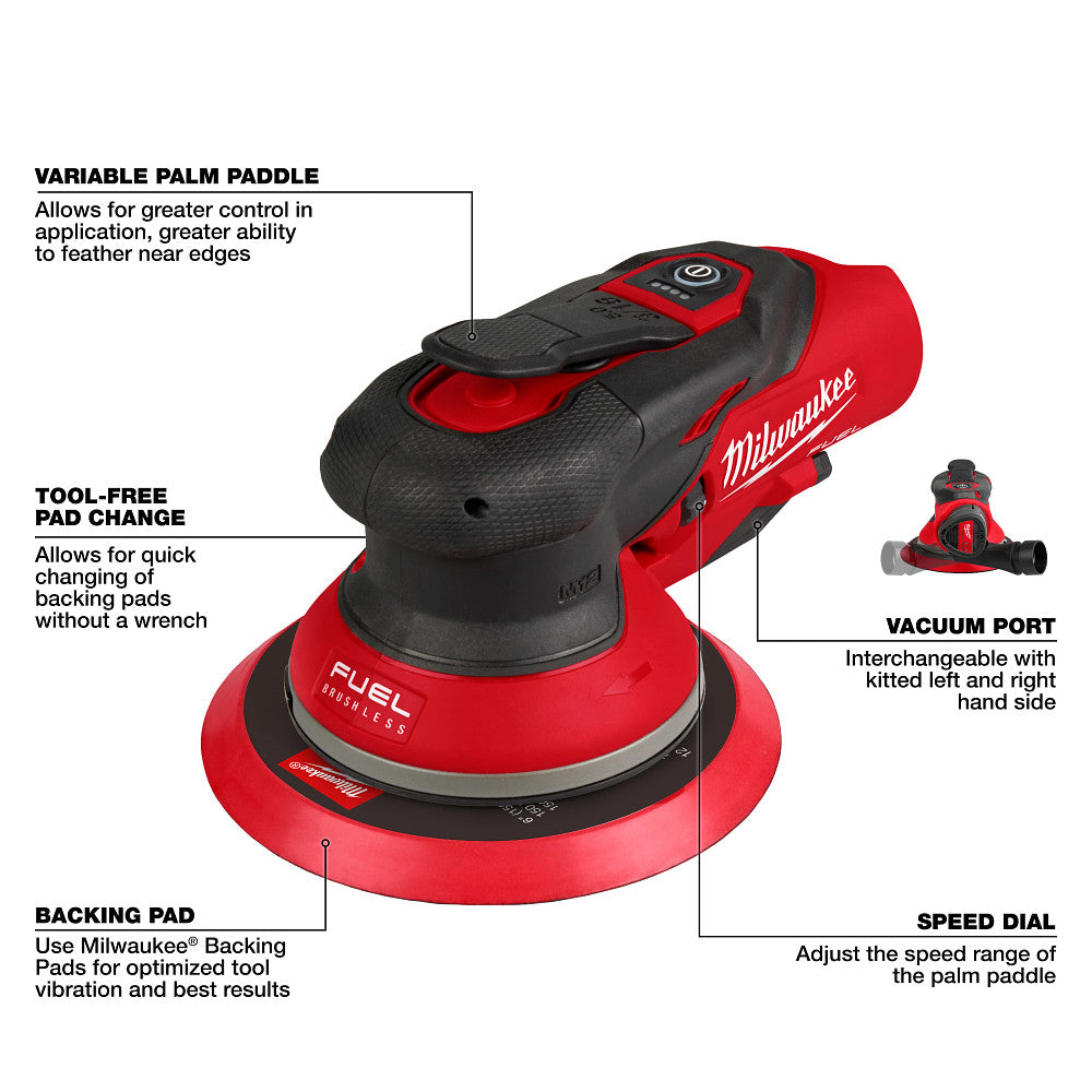 Milwaukee 2585-22CX - Kit de ponceuse orbitale aléatoire M12 FUEL™ 6" (3/16")