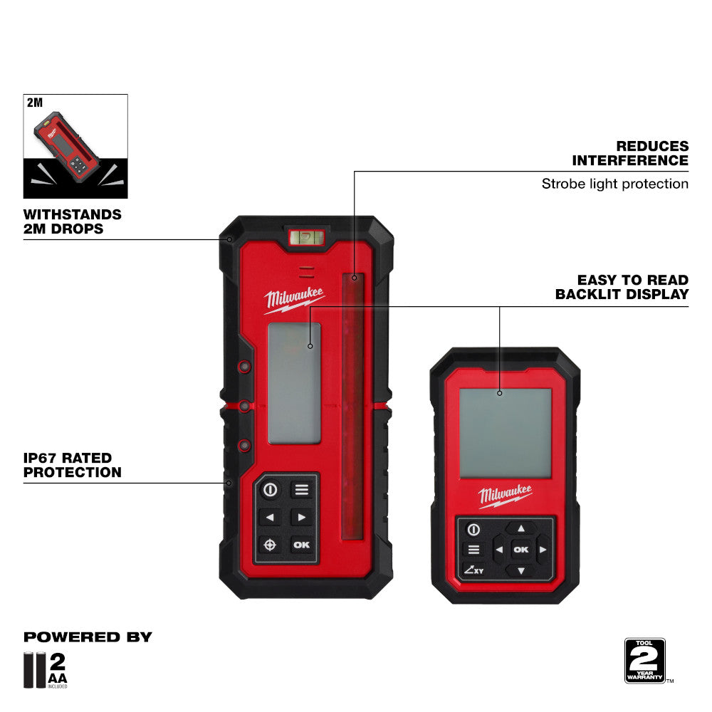 Milwaukee 3704-21 - Kit de niveau laser rotatif extérieur double pente rouge M18™ avec récepteur et télécommande