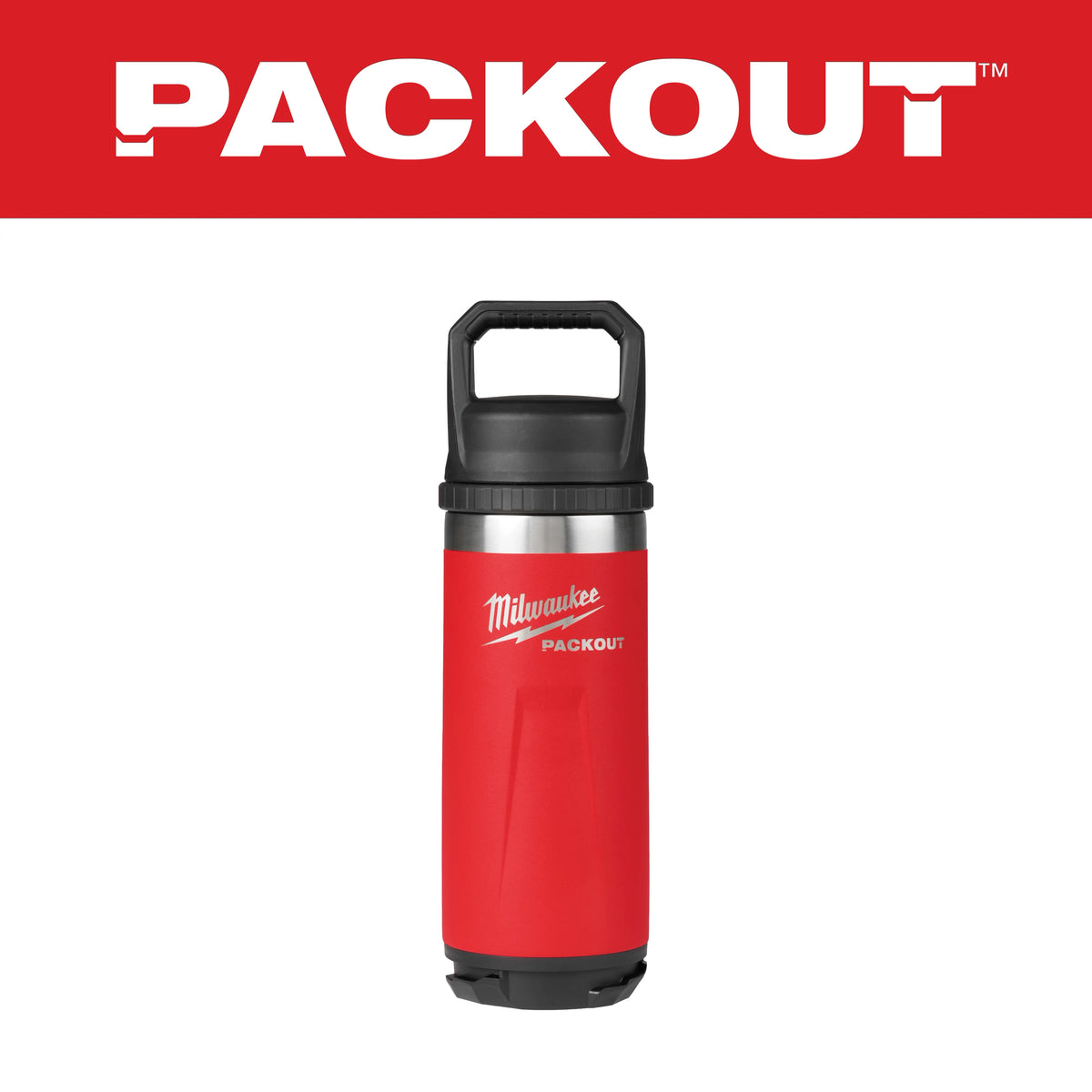 Milwaukee 48-82-8382R PACKOUT 18oz Insulated Bottle with Chug Lid in Red
