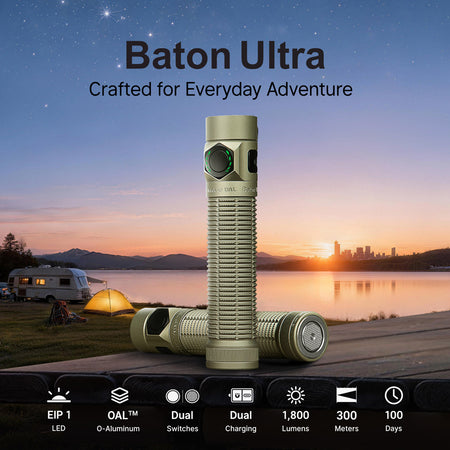 OLIGHT BATON4ULTRA - Baton Ultra: Dual Switch High Lumen Compact EDC Flashlight