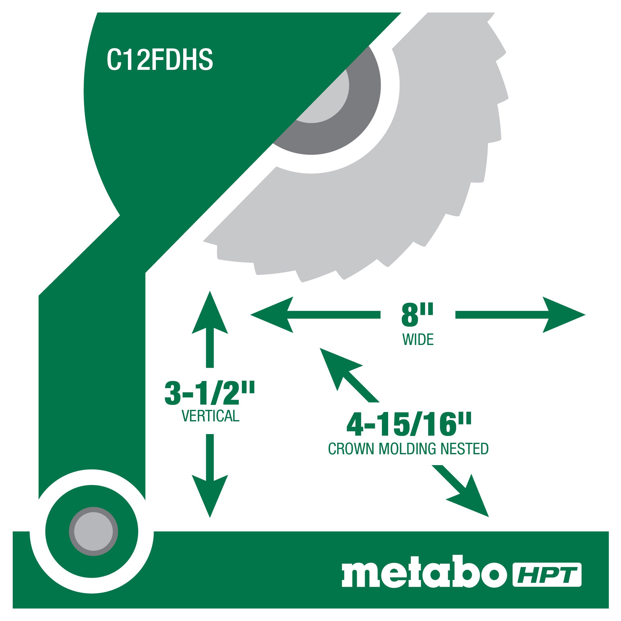METABO HPT C12FDHSM - 12" Dual Compound Miter Saw with Laser Marker