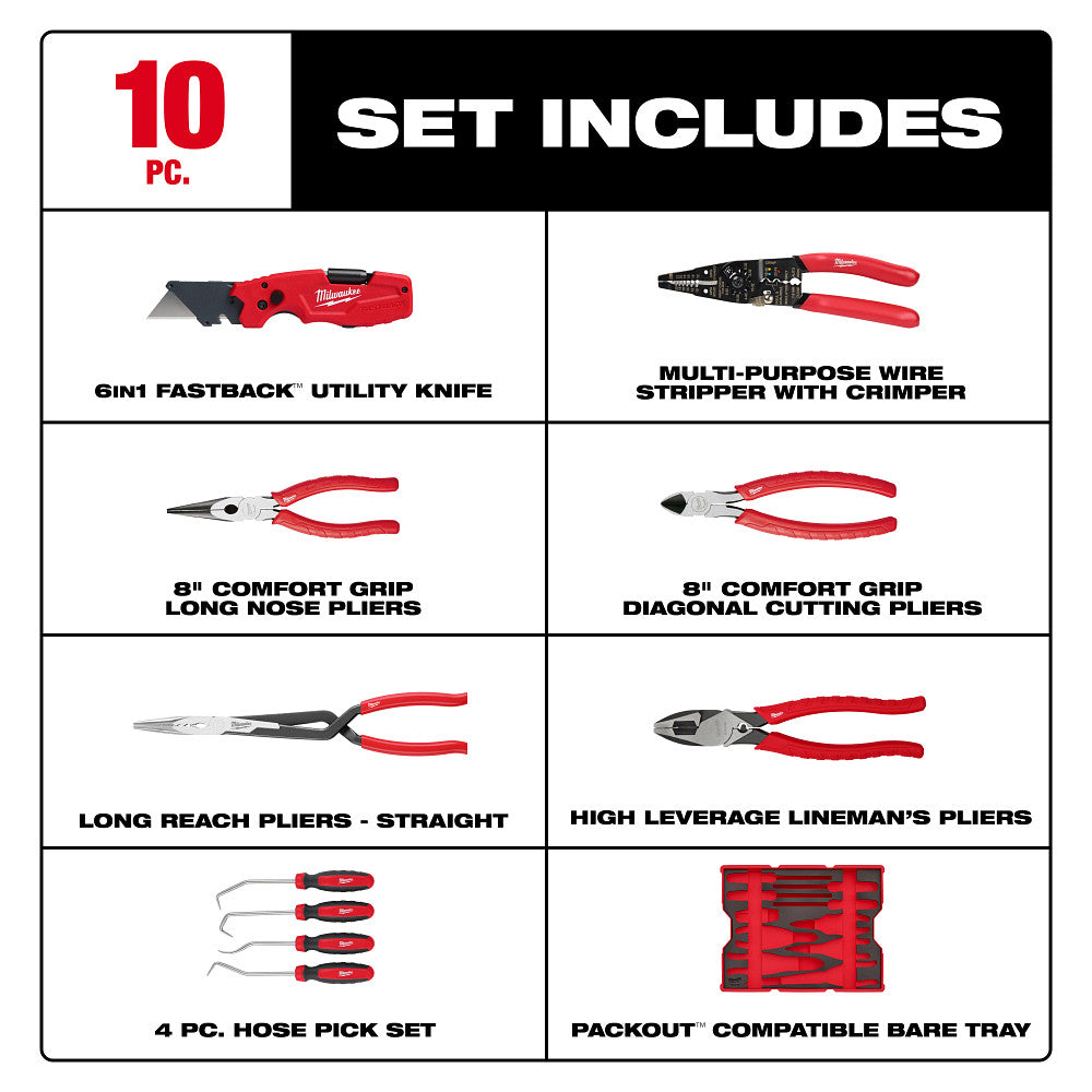 MILWAUKEE 48-22-0159 10pc Pliers & Pick Set w/Foam