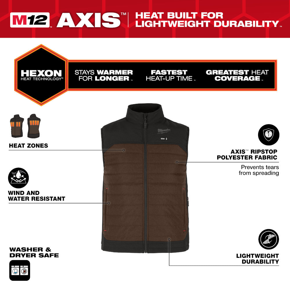 Milwaukee M300N-213X - Gilet chauffant M12™ AXIS™ - Marron 3X