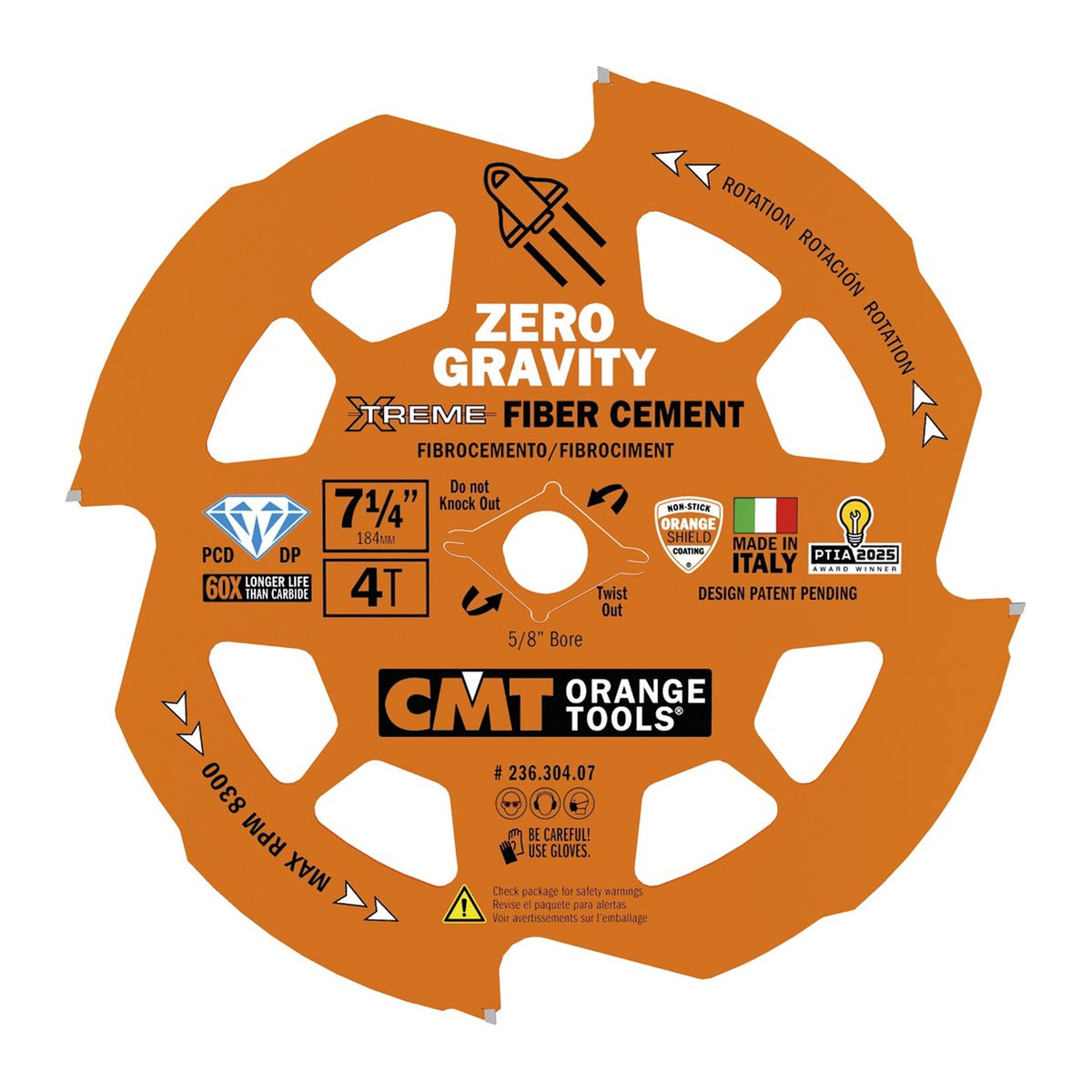 CMT 236.304.07 7-1/4" ITK XTREME PCD Fiber Cement Blade