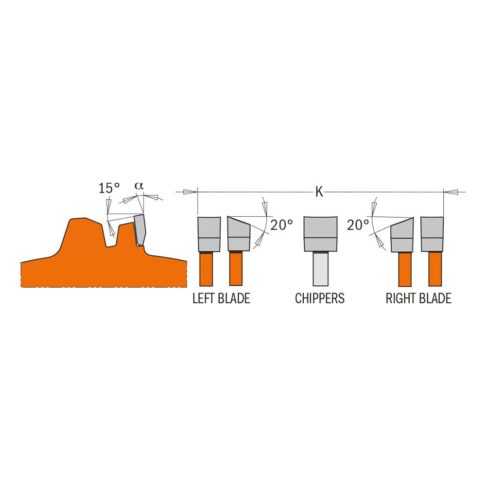 CMT 8in 12T Wood Locked Dado Pro Blade Set - 230.312.08 CMT