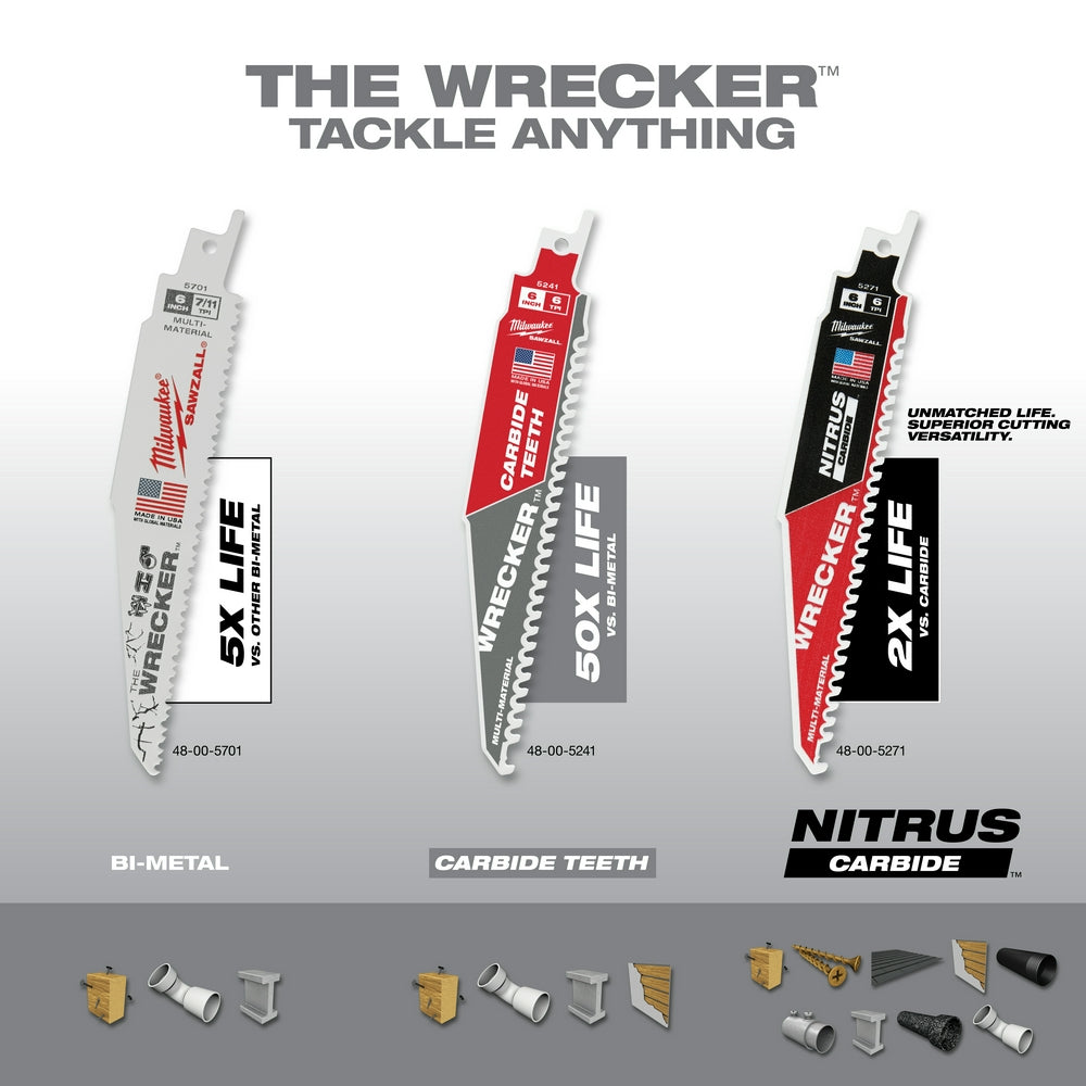 Milwaukee 48-01-7701 - The WRECKER™ Multi-Material SAWZALL® Blade 6" 7/11TPI BULK 100