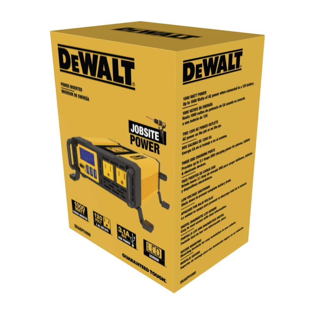 DEWALT DXAEPI1000-CA - Onduleur portable pour voiture de 1 000 watts avec trois ports USB