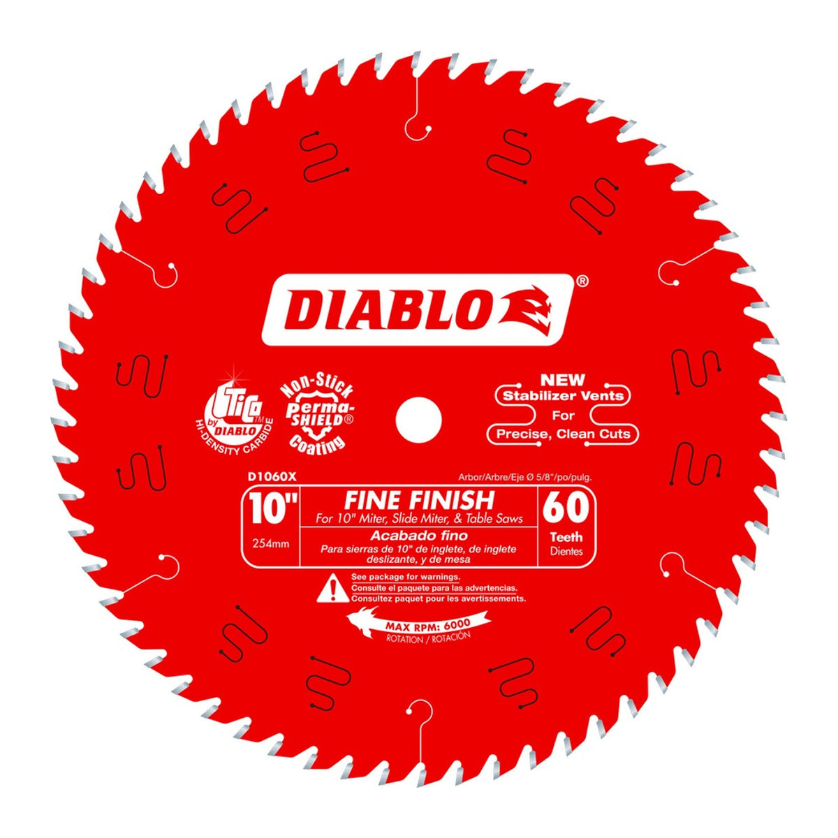 Diablo D1060X Fine Finish Wood Cutting Circular Saw Blade