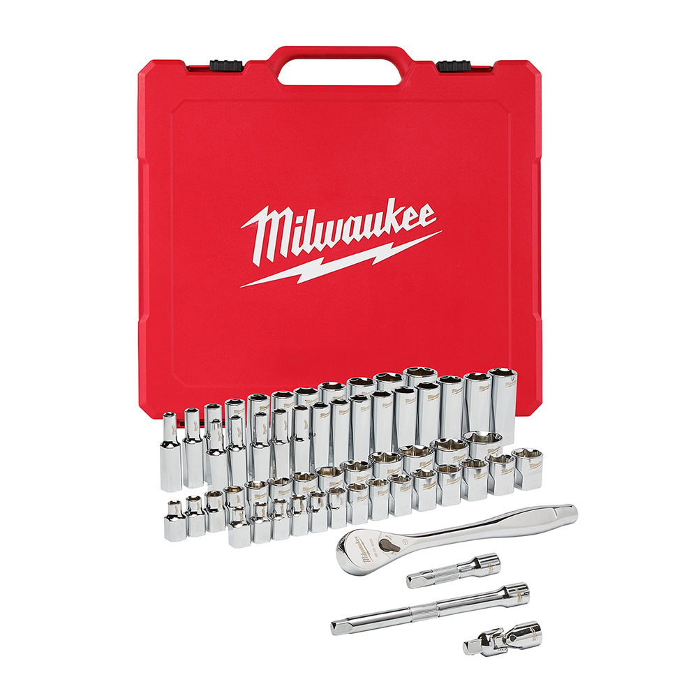 Milwaukee 48-22-9008 - Coffret de 56 clés à cliquet et douilles, entraînement 3/8 po - SAE et métrique