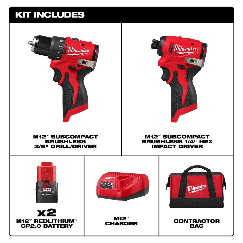 Milwaukee 3494-22 - M12™ Subcompact Brushless 2-Tool Combo Kit MILWAUKEE
