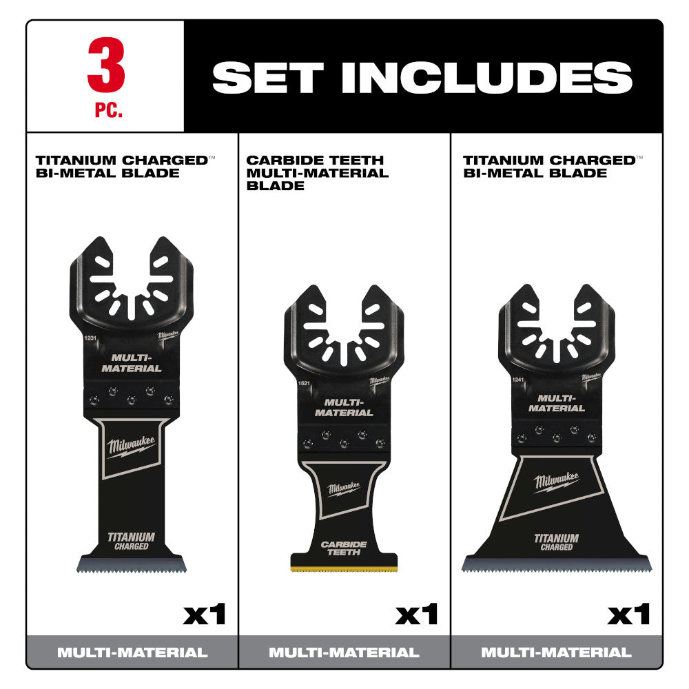 Milwaukee 49-10-9005 - OPEN-LOK™ Multi-Material Multi-Tool Blade Variety Pack 3PC