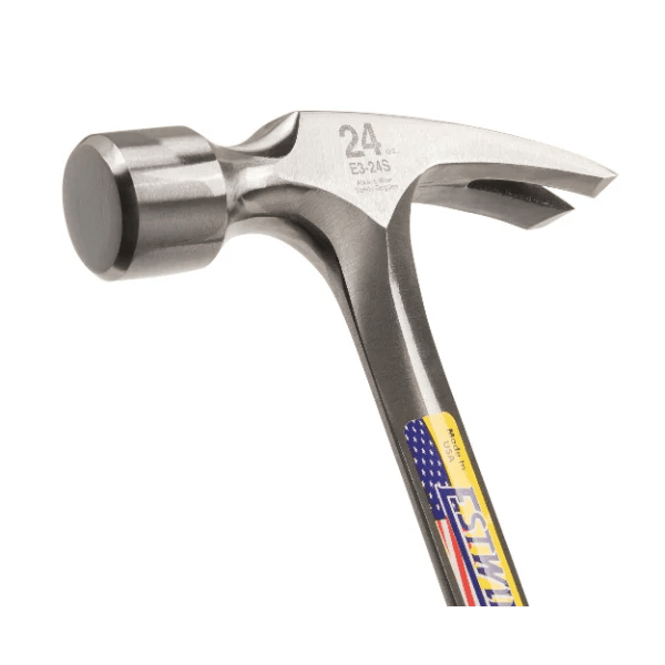 Estwing E3-24S 24 oz Solid Steel Straight Claw Framing Hammer with Smooth Face & Shock Reduction Grip
