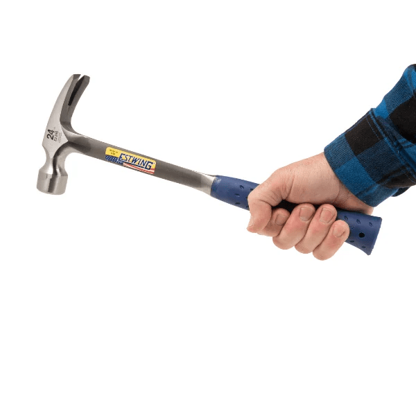 Estwing E3-24S 24 oz Solid Steel Straight Claw Framing Hammer with Smooth Face & Shock Reduction Grip
