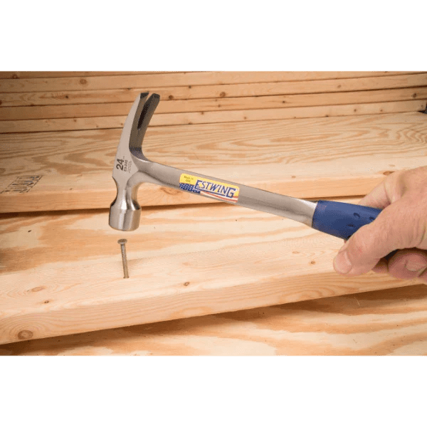 Estwing E3-24S 24 oz Solid Steel Straight Claw Framing Hammer with Smooth Face & Shock Reduction Grip
