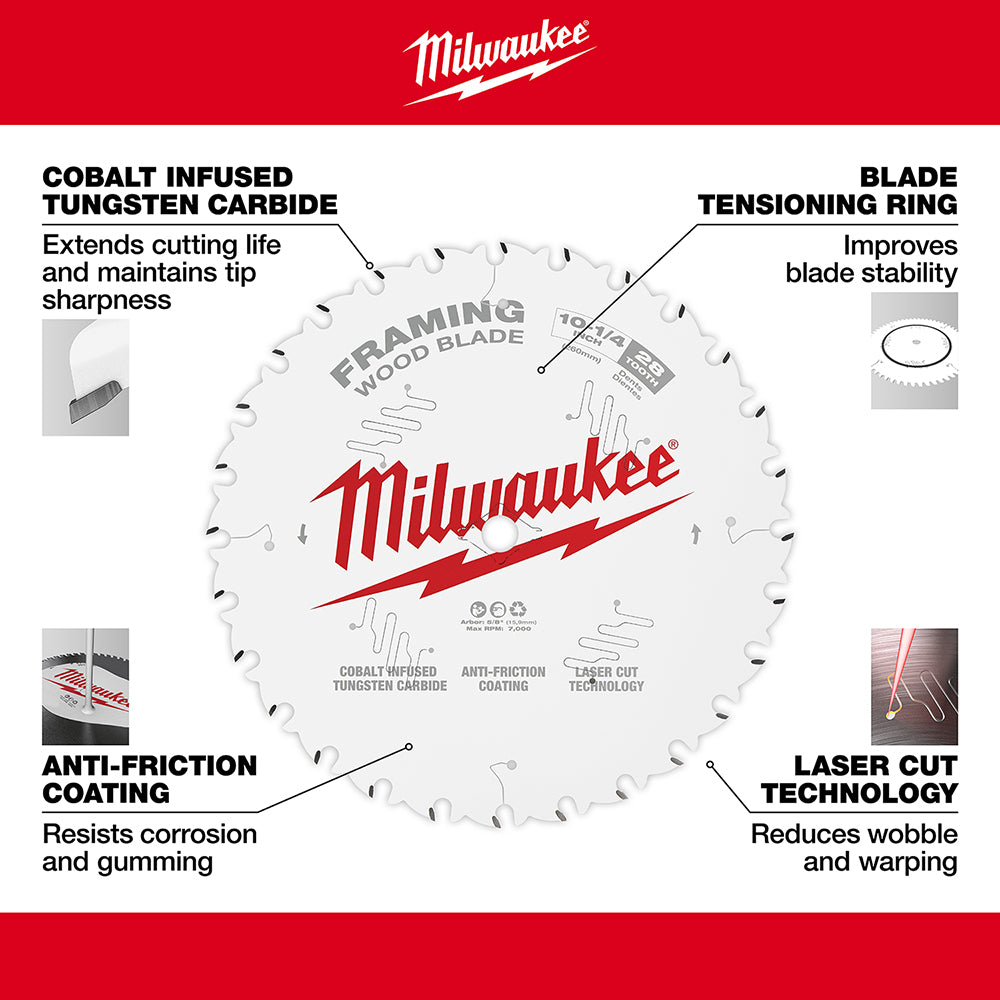 Milwaukee 48-40-1038 - 10-1/4 in. 28T Framing Circular Saw Blade