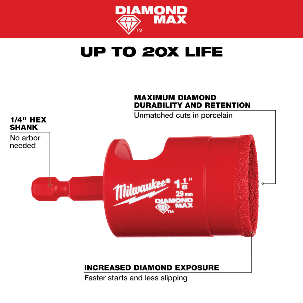 Milwaukee 49-56-0518 - Foret de scie cloche Milwaukee® Diamond Max™ 1-1/8"