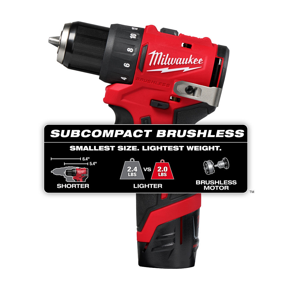 Milwaukee 3401-22 - M12™ Subcompact Brushless 3/8" Drill/Driver Kit