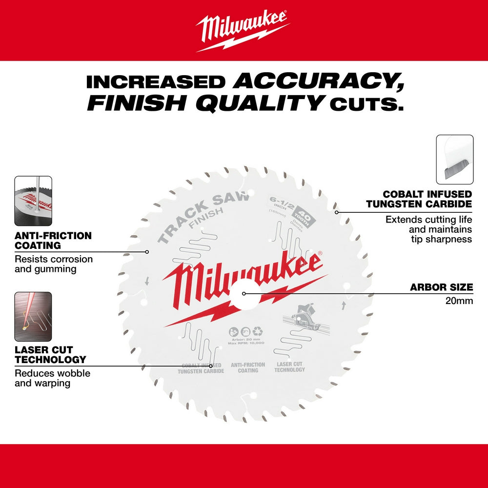 Milwaukee 48-40-0625 - 6-1/2” 40T Finish Track Saw Blade