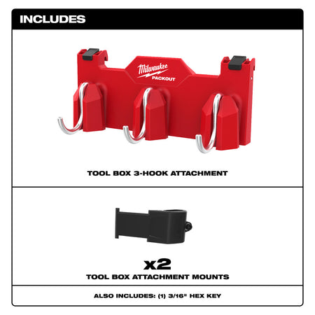 PACKOUT™ Tool Box 3-Hook Attachment