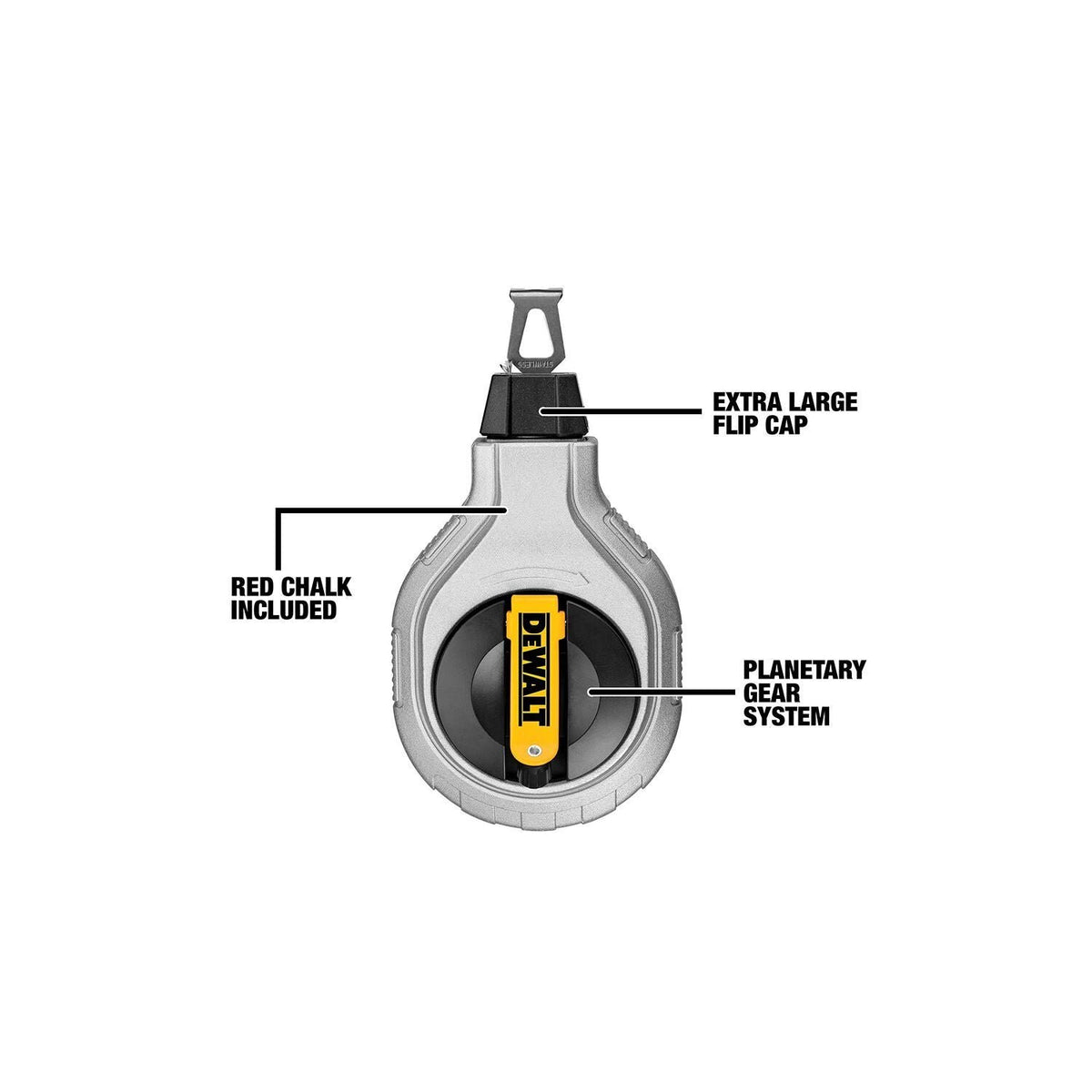 DEWALT DWHT47408-6:1 Chalk Reel 100 Ft W/Red - Wise Line Tools