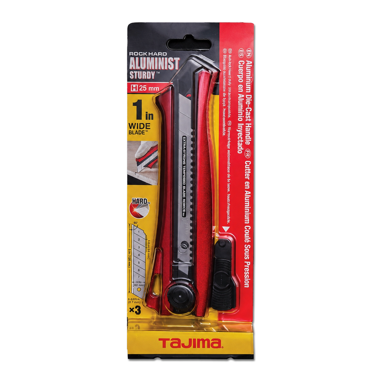 TAJIMA DC701D-R - 25mm Rock Hard Aluminist Utility Knife w/ Blade Storage