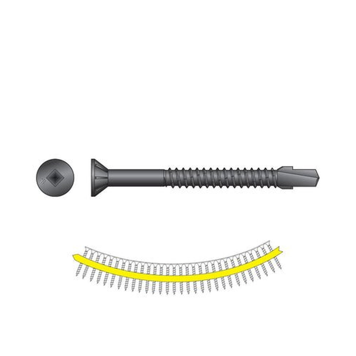 QUIK DRIVE TBP1260S - #12 X 2 3/8" BLACK PHOSPHATE  WOOD TO METAL SCREWS (1,000/BX)