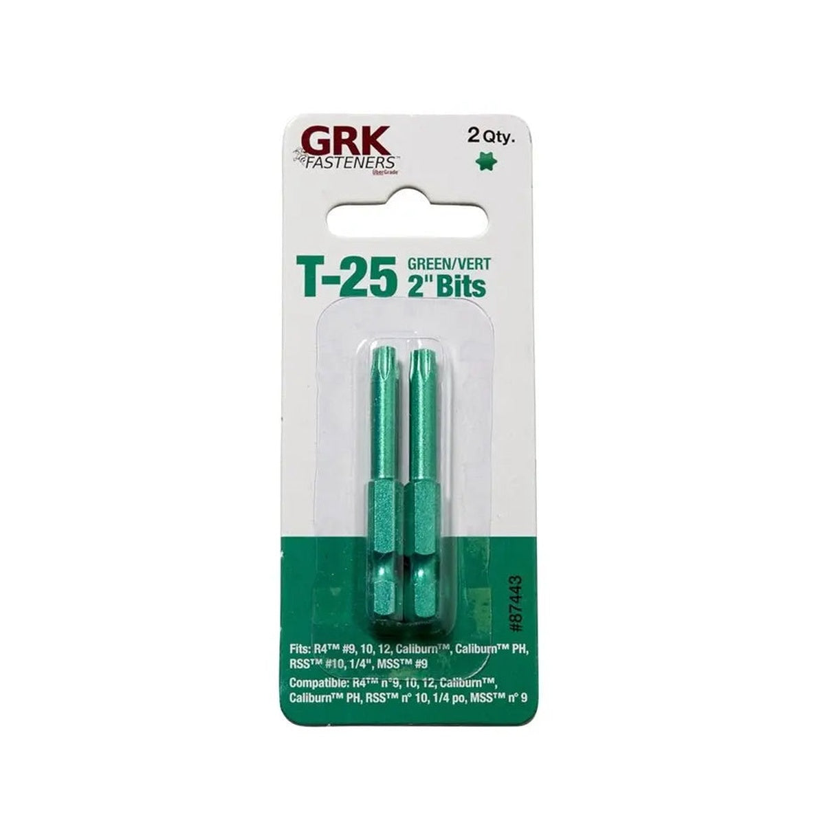 GRK GRK-87443 - T25 TORX BIT GREEN 2"