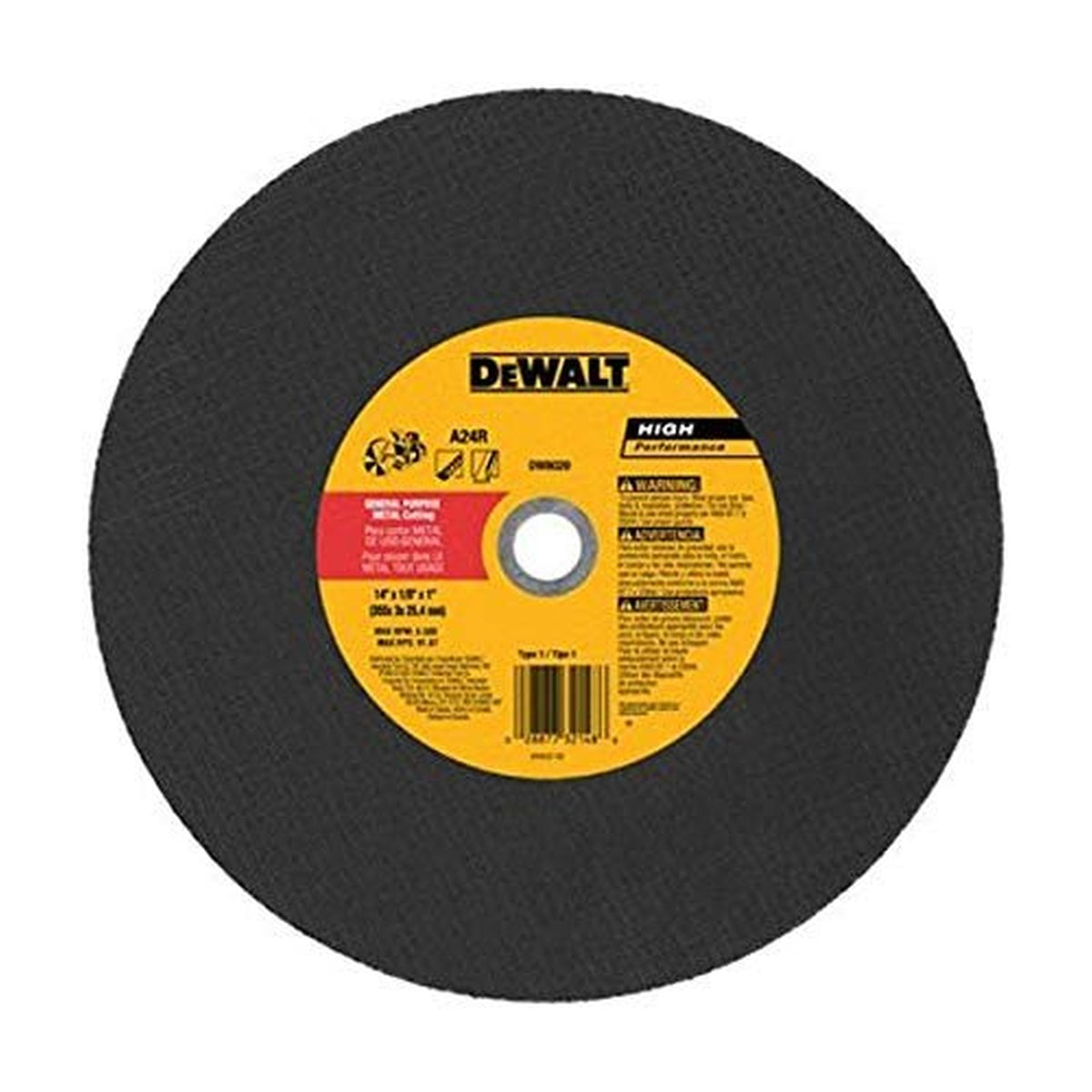 DEWALT DW8020-Metal Port Saw Cut-Off Wheel, 14-Inch X 1/8-Inch X 1-Inch