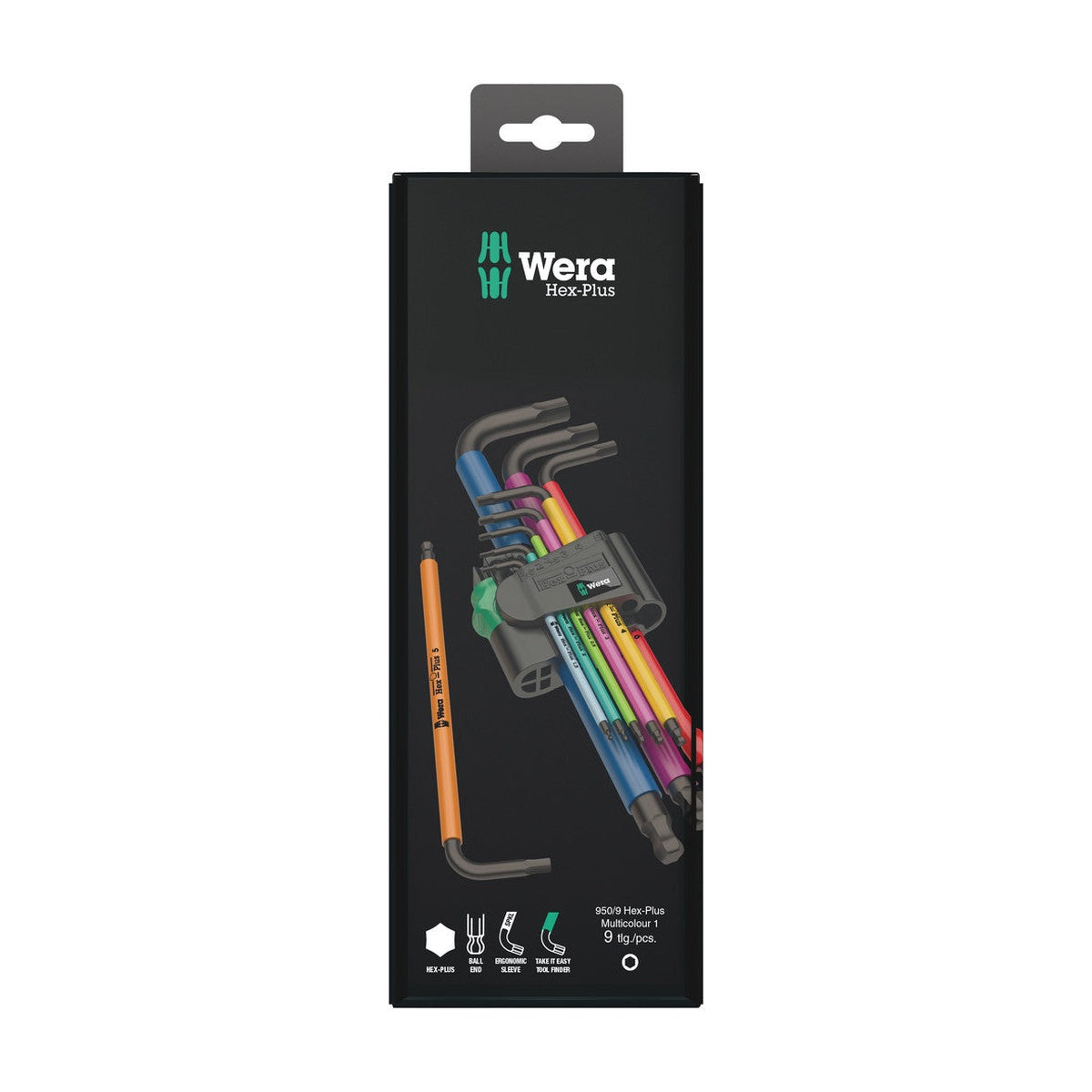 WERA WER-073593 - Multicolor Hex + Ball End Hex Metric L-key Clip Set