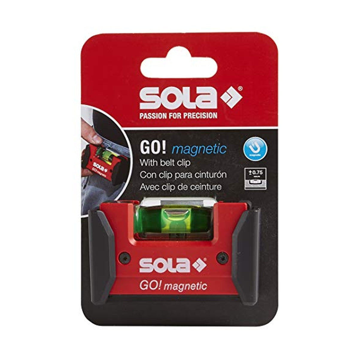 SOLA LSGOM - GO! Magnetic 3-Inch Pocket Level with Belt Clip