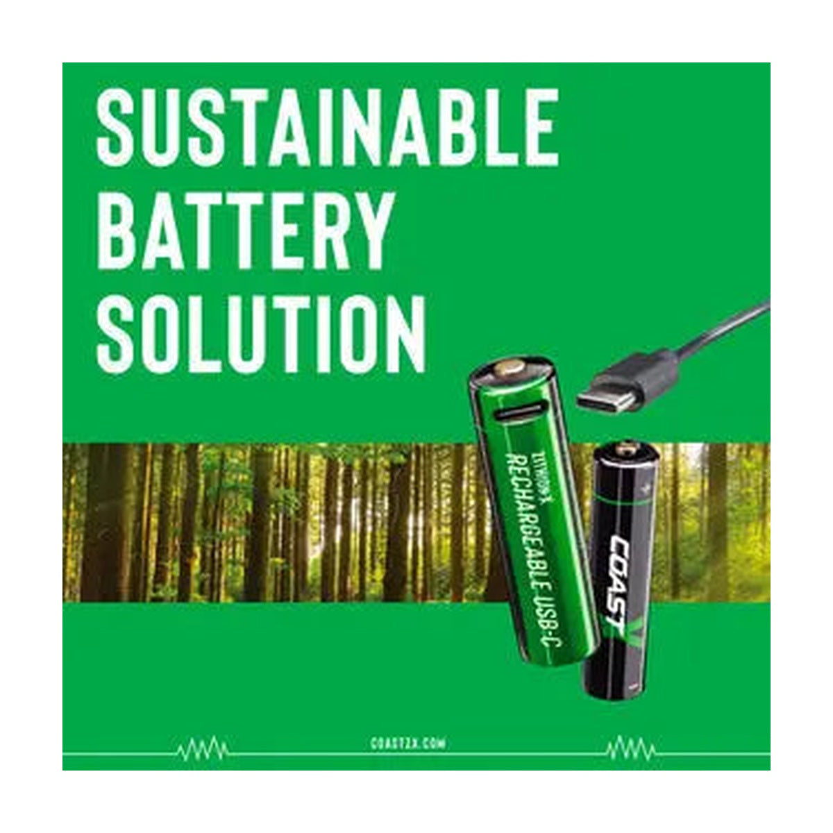 COAST - 4pk Zithion-X Rechargeable USB-C Batteries with Charging Cable