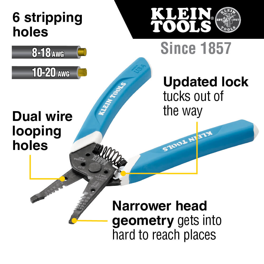 KLEIN KLE-K11095 - Klein-Kurve® Wire Stripper/Cutter 8-20 AWG