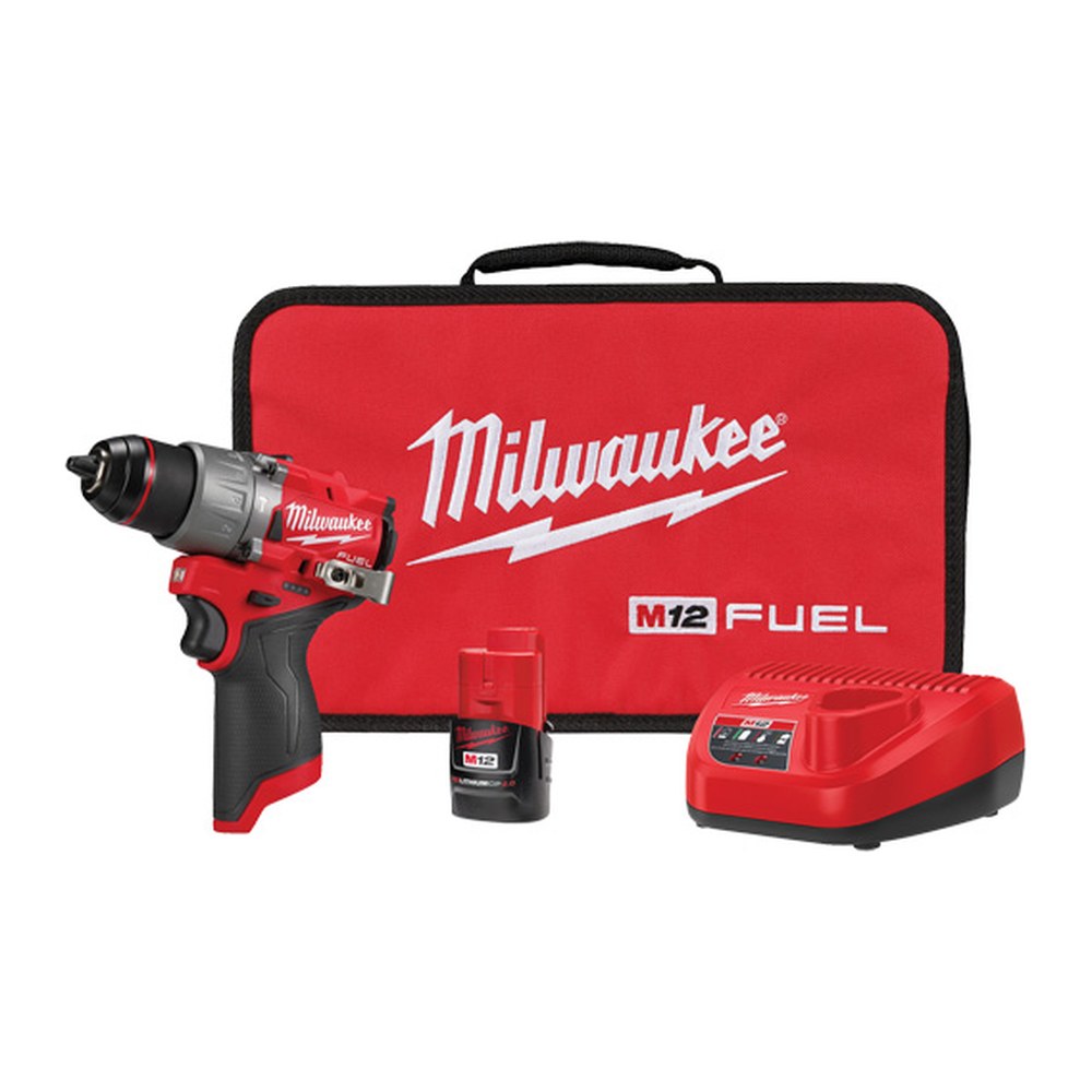 Milwaukee 3404-21 M12 FUEL 1/2 in. hammer drill/driver kit with M12 CP2.0 battery, charger and carrying bag