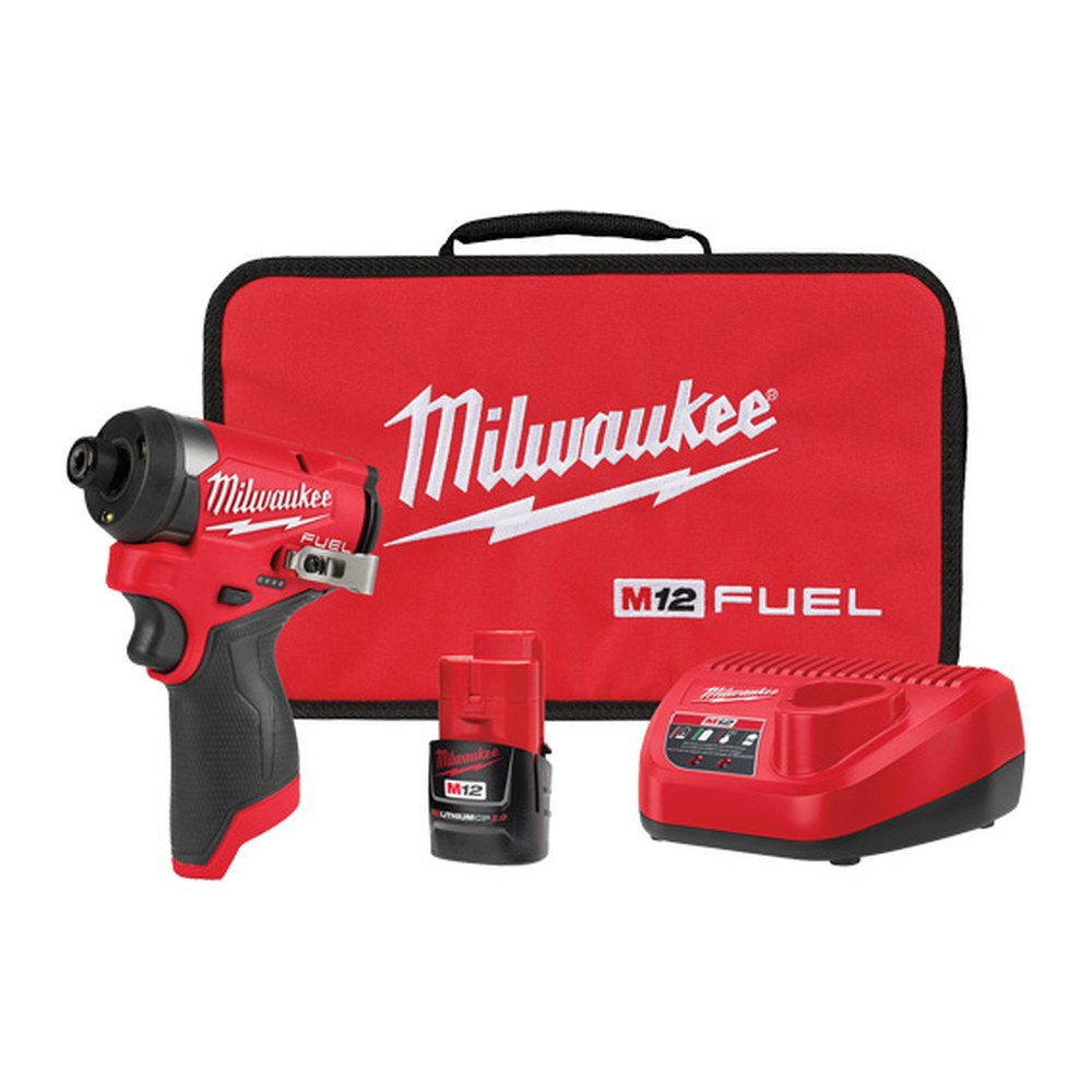 Milwaukee 3453-21 M12 FUEL 1/4 in. hex impact driver kit with M12 CP2.0 battery, charger and carrying bag
