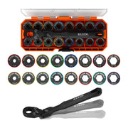 Klein Tools 65431LP 17-in-1 Low-Profile Socket Set (16 Sockets, Flex Head Ratchet, Case)