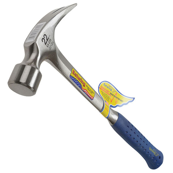 Estwing E3-24S 24 oz Solid Steel Straight Claw Framing Hammer with Smooth Face & Shock Reduction Grip