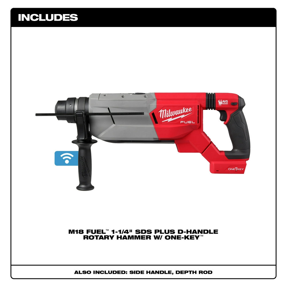 Milwaukee 2916-20 - M18 FUEL™ 1-1/4" SDS Plus D-Handle Rotary Hammer w/ ONE-KEY™