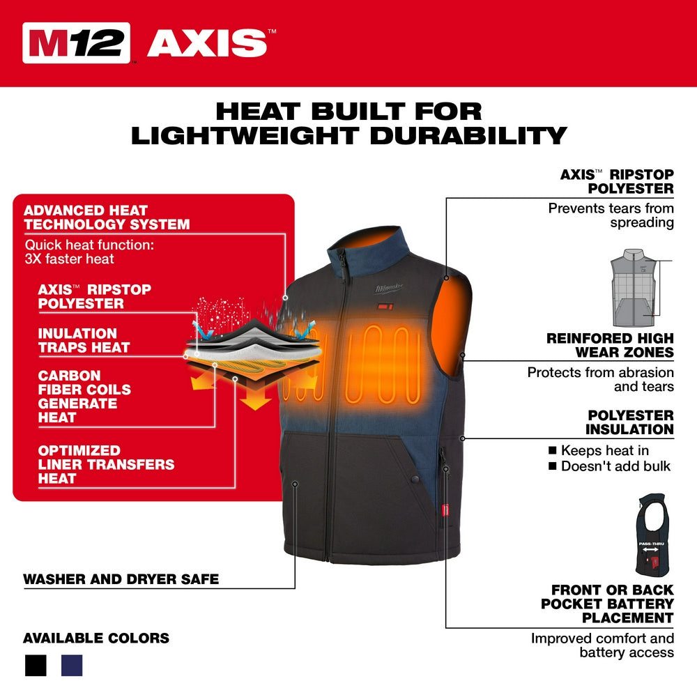 Milwaukee 305 M12™ Heated AXIS™ Vest - Vest Only