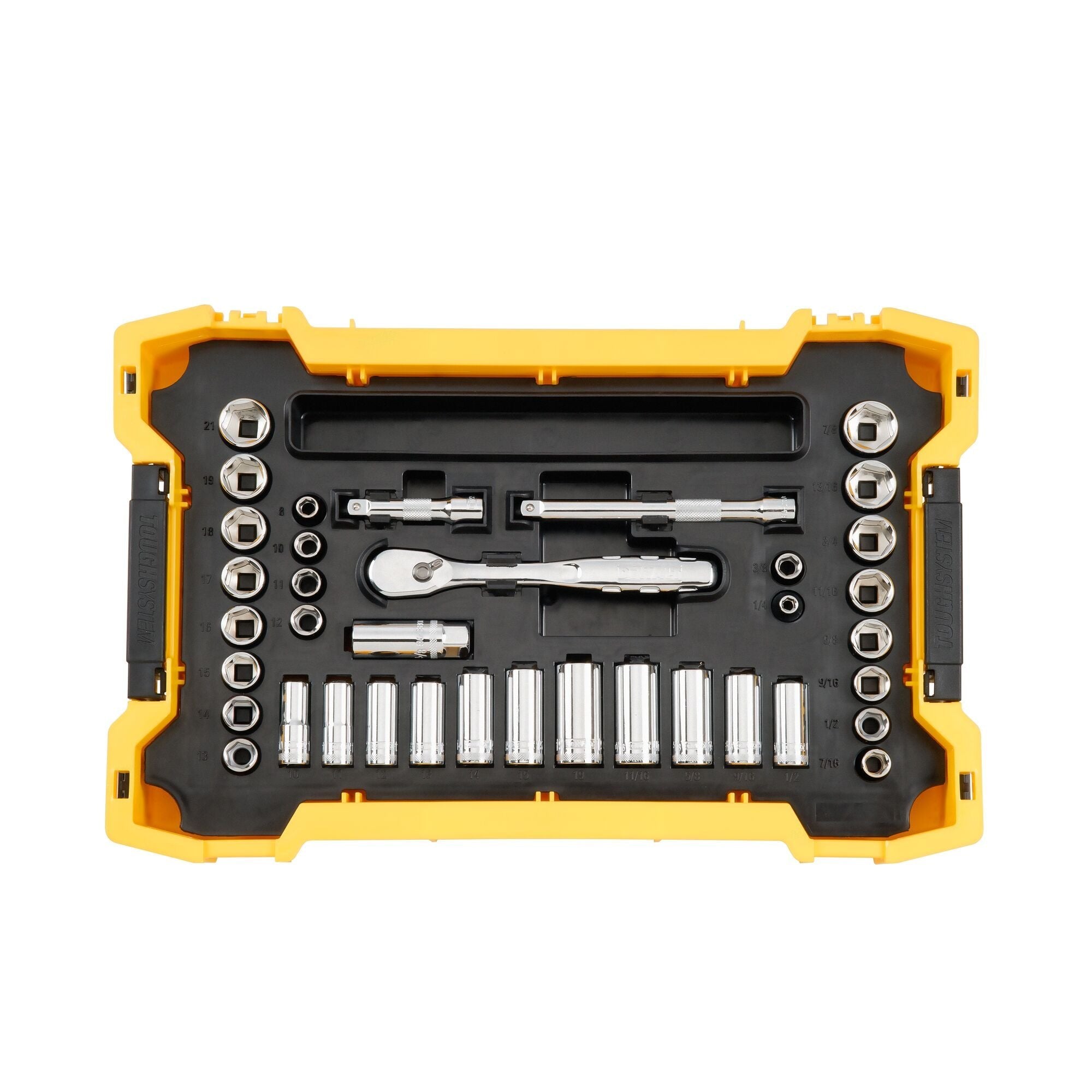 Dewalt  DWMT45402 1/4 in and 3/8 in Mechanic Tool Set With ToughSystem® 2.0 Tray and Lid (131 pc)