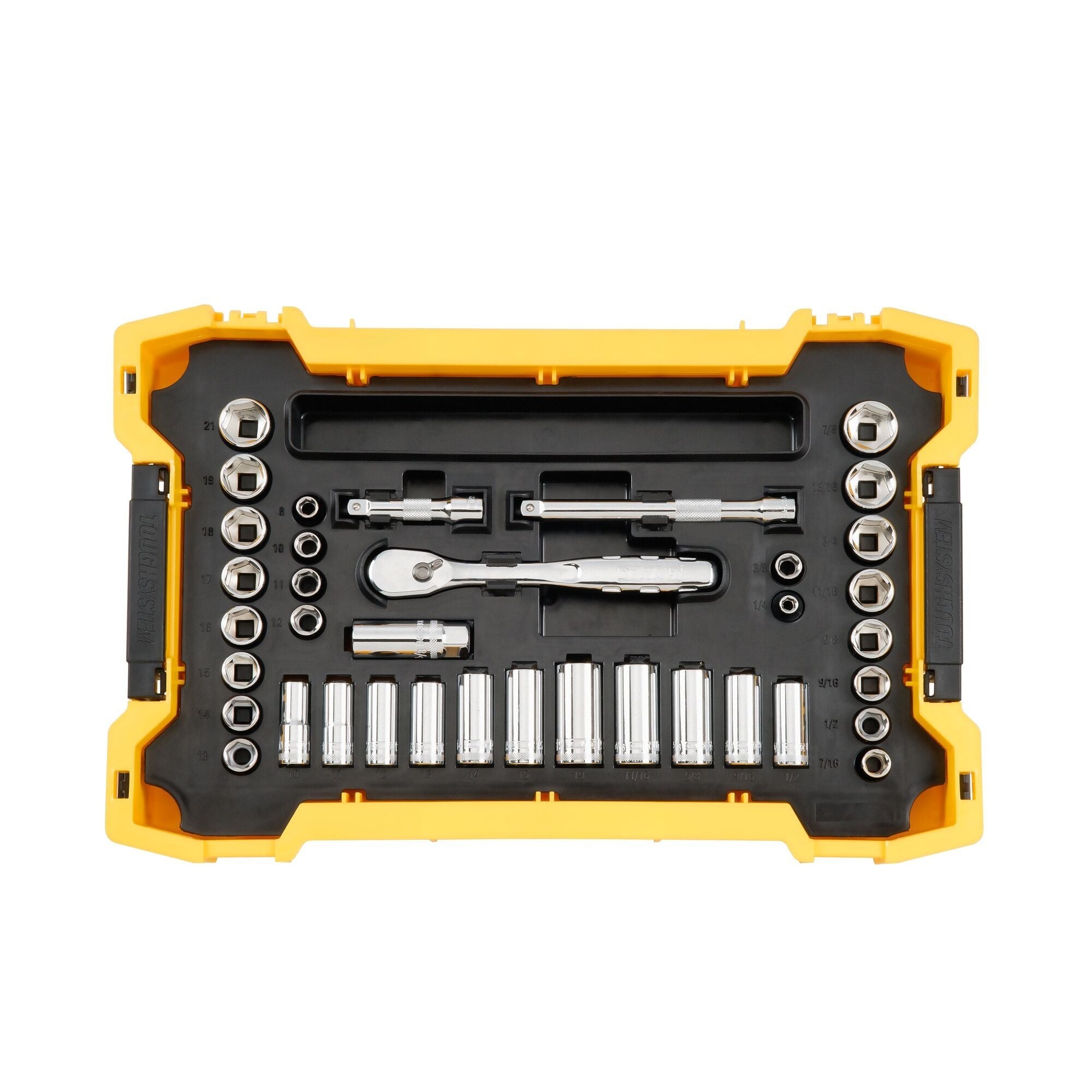 Coffret d'outils de mécanicien DEWALT DWMT45402-131 pièces de 1/4 po et 3/8 po avec plateau et couvercle ToughSystem 2.0