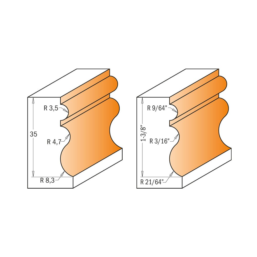 CMT – 855.901.11 – 15/16" x 1-3/8" Formfräser mit Lager