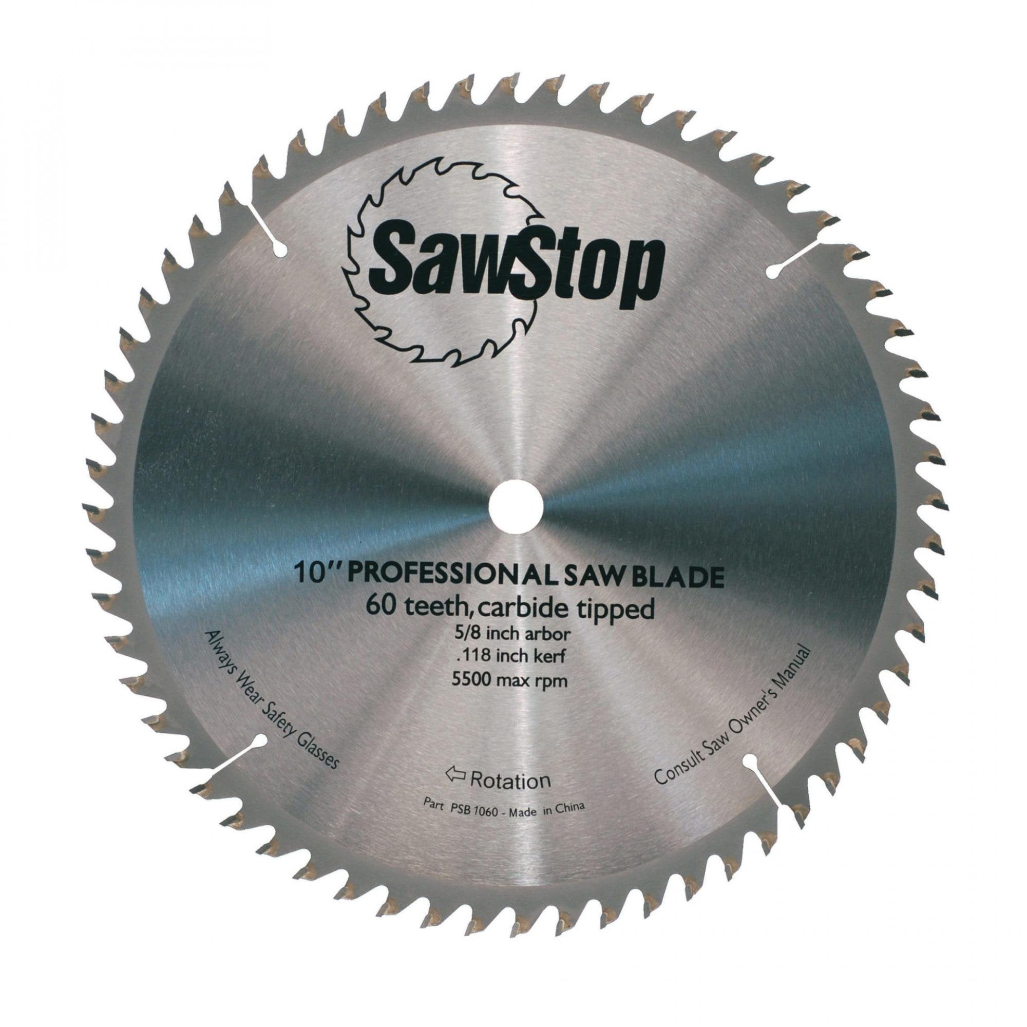 SAWSTOP CB104 184 – Premium 10-Zoll-Sägeblatt mit 60 Zähnen