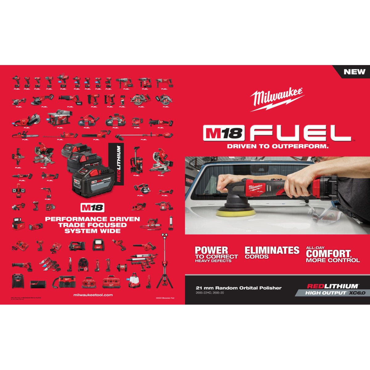 MILWAUKEE  2685-20  -M18 FUEL™ 21mm Random Orbital Polisher - Tool Only