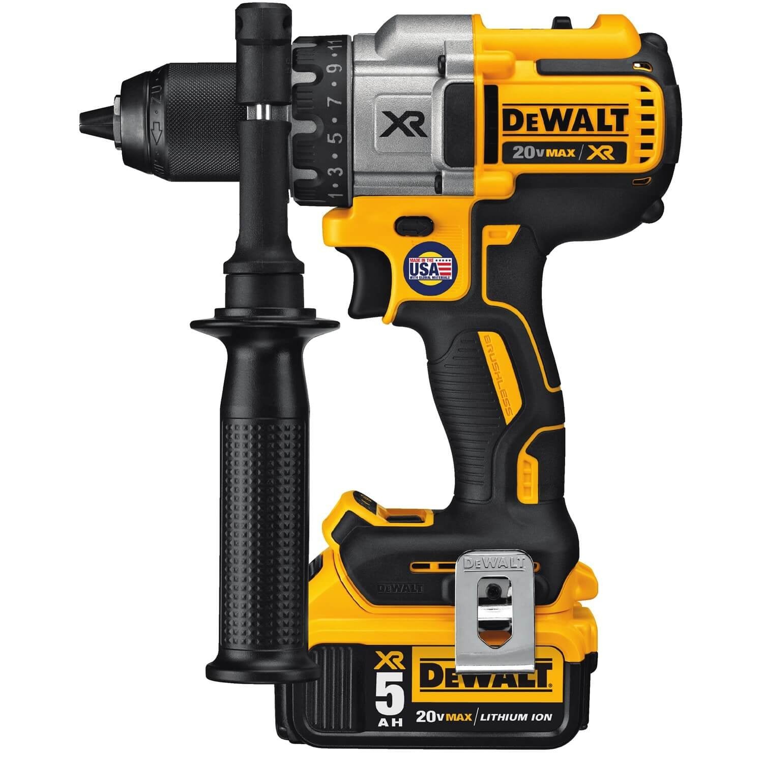 DEWALT DCD991P2-20V MAX* XTREME Akku-Bohrschrauber-Set, bürstenlos, 1/2 Zoll (2) Lithium-Ionen-Akkus mit Ladegerät