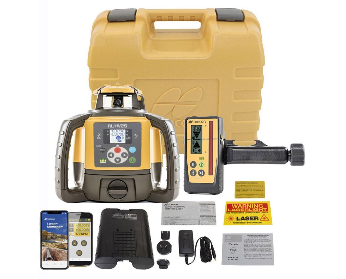 Topcon 1051612-02 RL-HV2S Dual Grade Laser w/ Rechargeable NiMH Battery & LS-100D Receiver