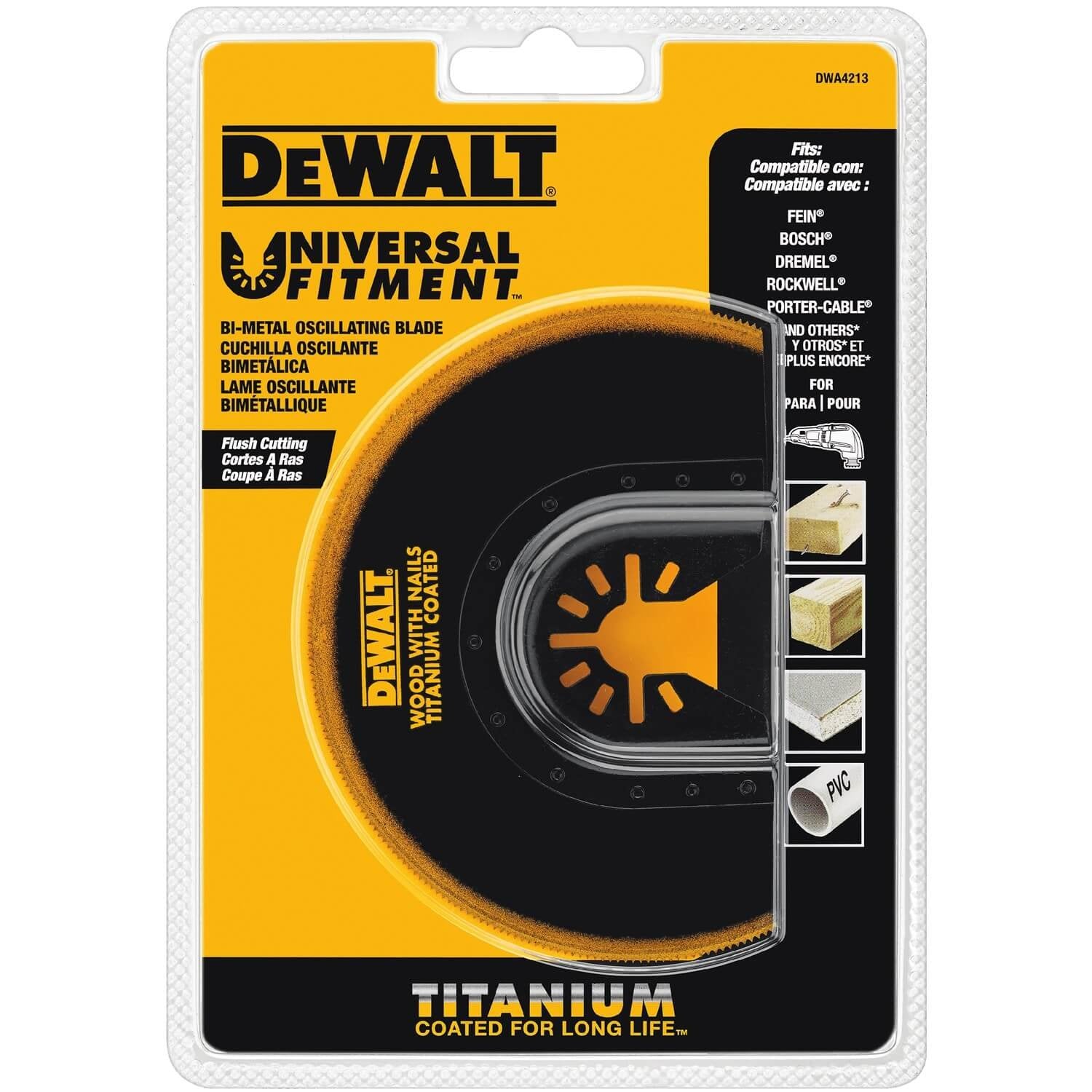 DEWALT DWA4213-1-3/4 Zoll Oszillierendes Titan-Werkzeugblatt für bündiges Schneiden (1 Packung)