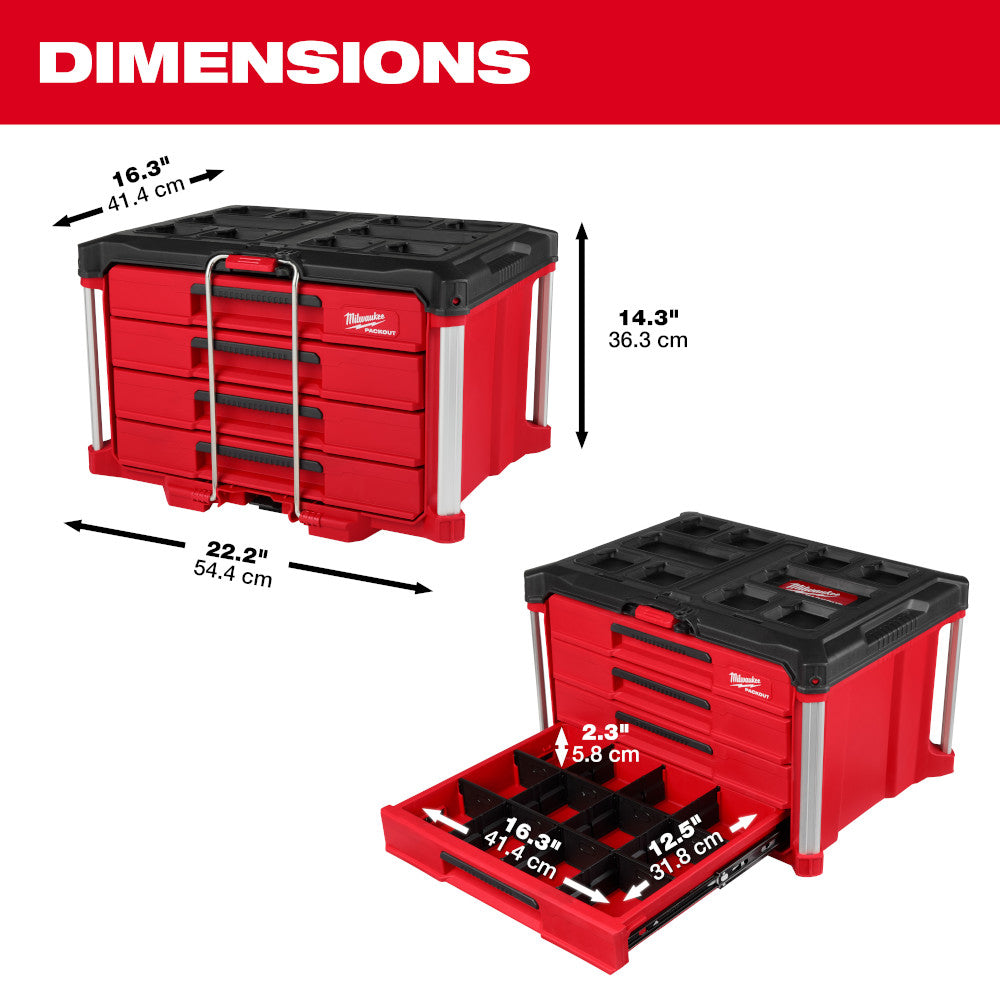 Milwaukee 48-22-8444  -  PACKOUT™ 4 Drawer Tool Box