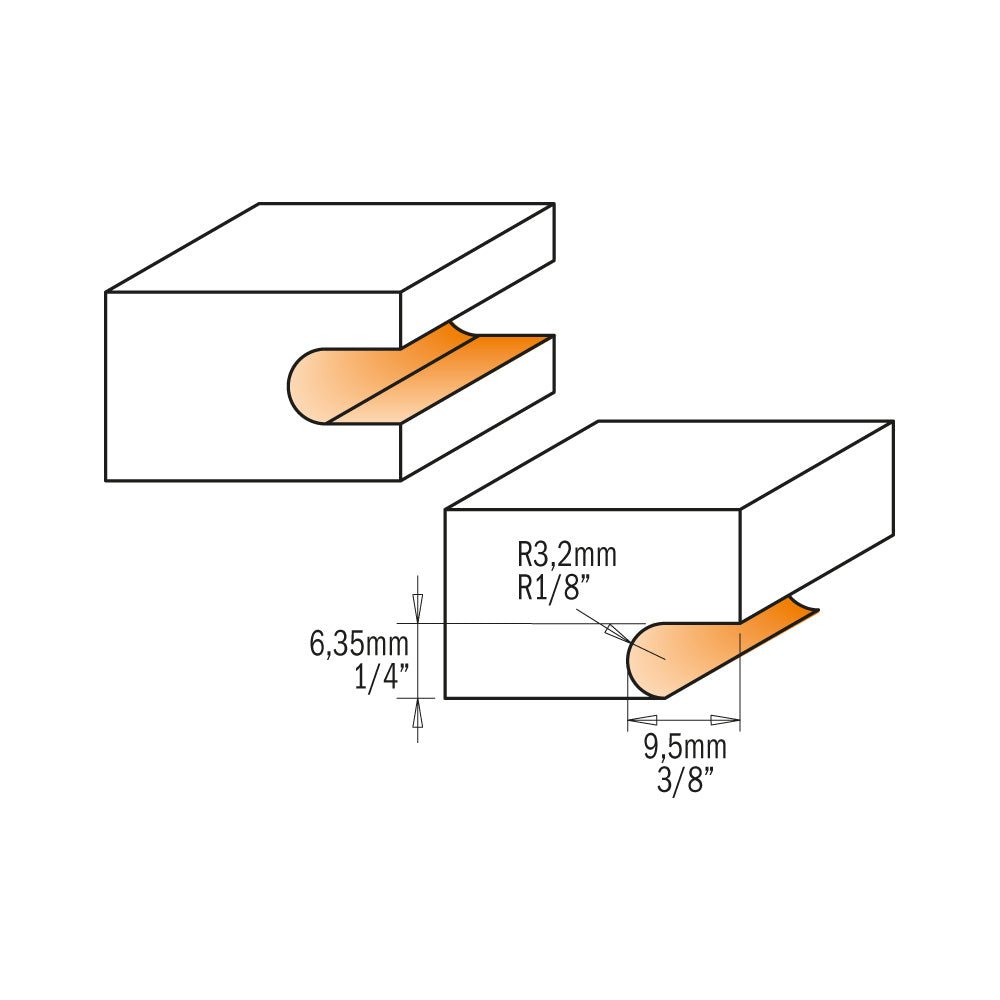 CMT 822.024.11B - MÈCHE À DÉFONCEUSE POUR PARQUET (ARRONDI)