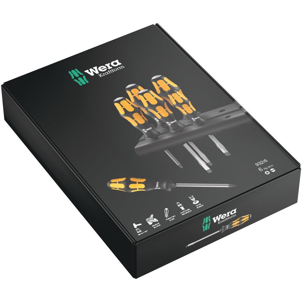 Wera 018282- 932/6 Screwdriver set Kraftform Wera: Chiseldriver and Rack