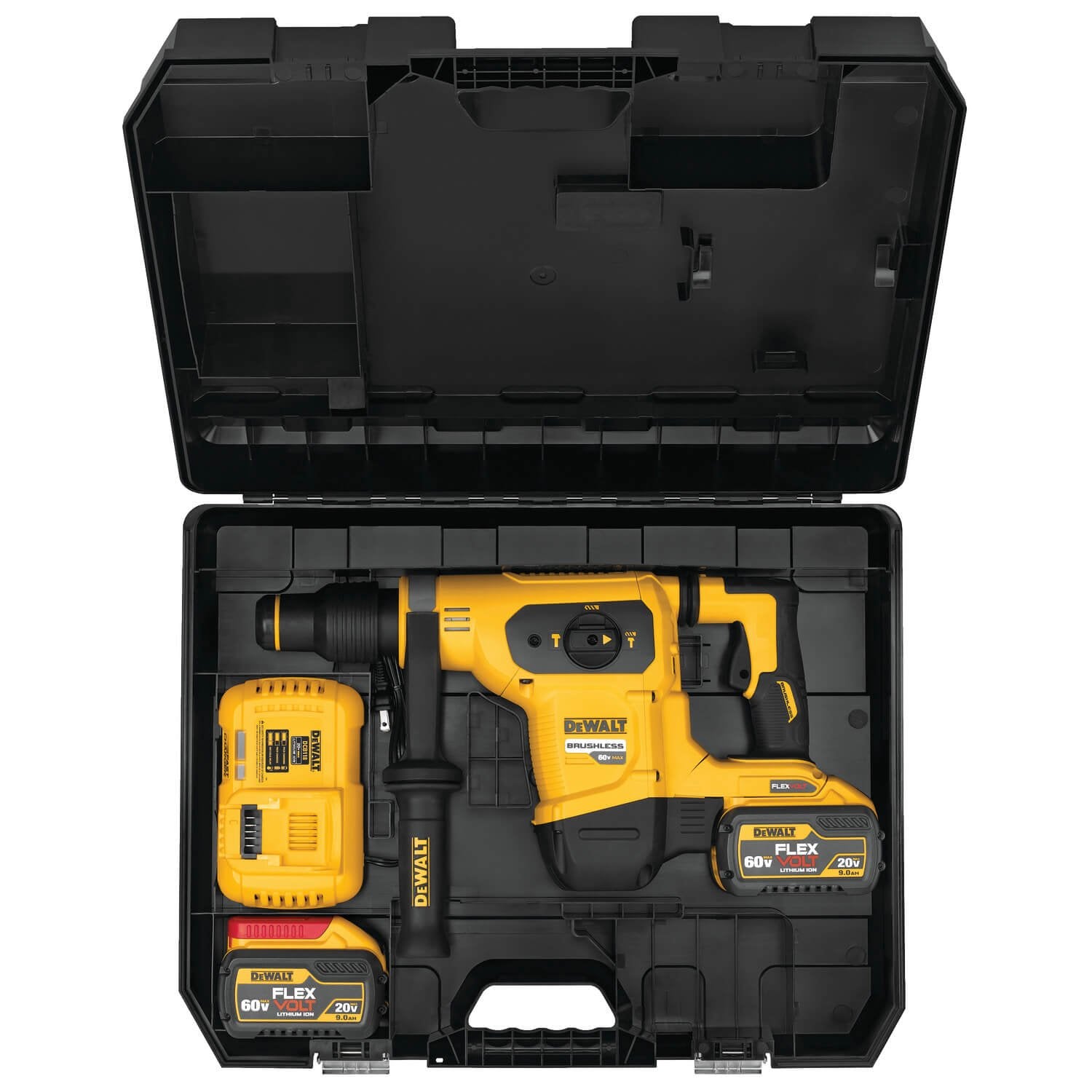 DEWALT DCH481X2-60V MAX* XTREME Akku-Bohrhammer, bürstenlos, 1-9/16 Zoll, SDS Max, Set (2) FLEXVOLT Lithium-Ionen-Akkus mit Ladegerät